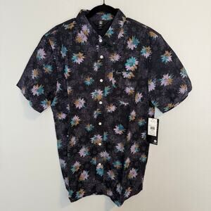 Volcom Floral Button Up Short Sleeve Shirt Grey Surf Men’s Size L New NWT